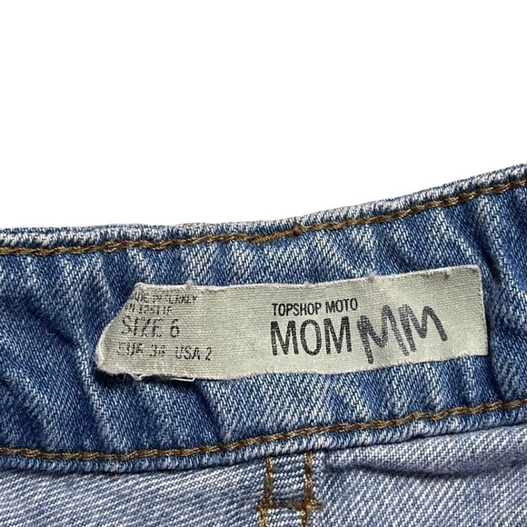 TopShop Moto Mom Distressed Denim Shorts 2 - Picture 6 of 9